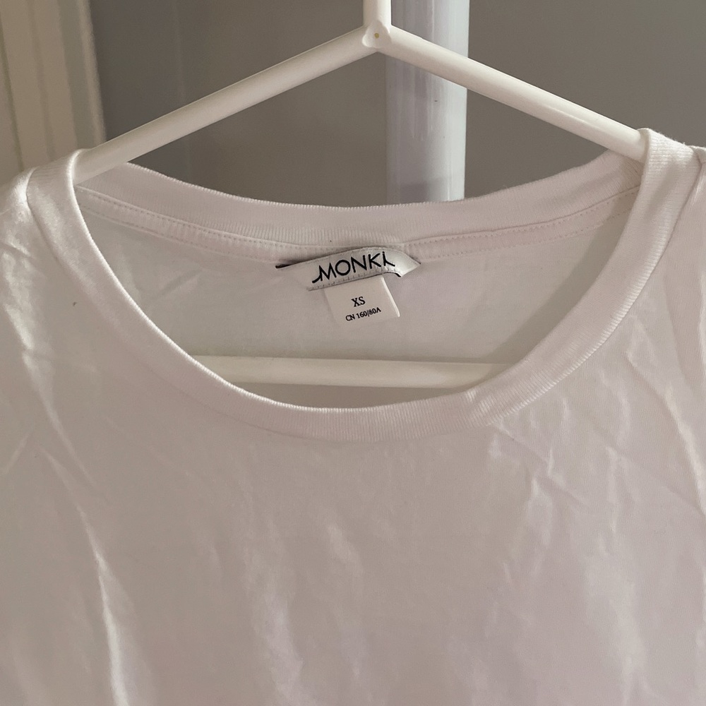 Monki White Short Sleeve Plain Basic Simple Casual Tee T-Shirt